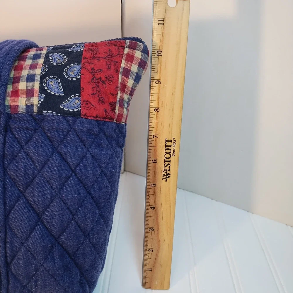 Quilted Keepers Patchwork Patriotic Tote Bag Blue Red White Americana Flag VTG